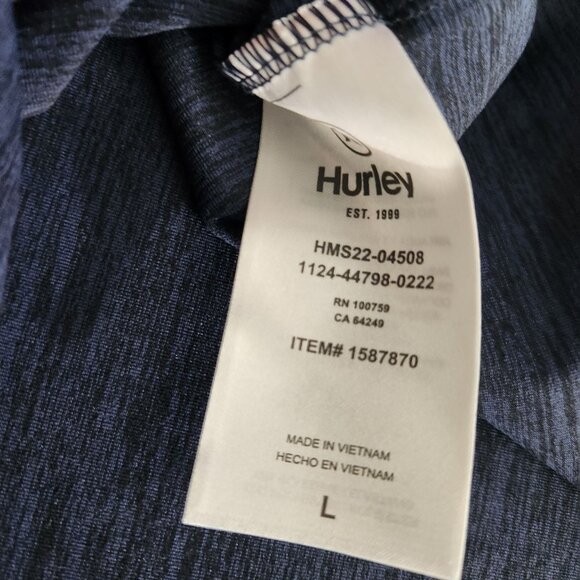 Hurley Mens Navy Long Sleeve Hoodie Shirt Large Lightweight Casual Activewear - Picture 8 of 10